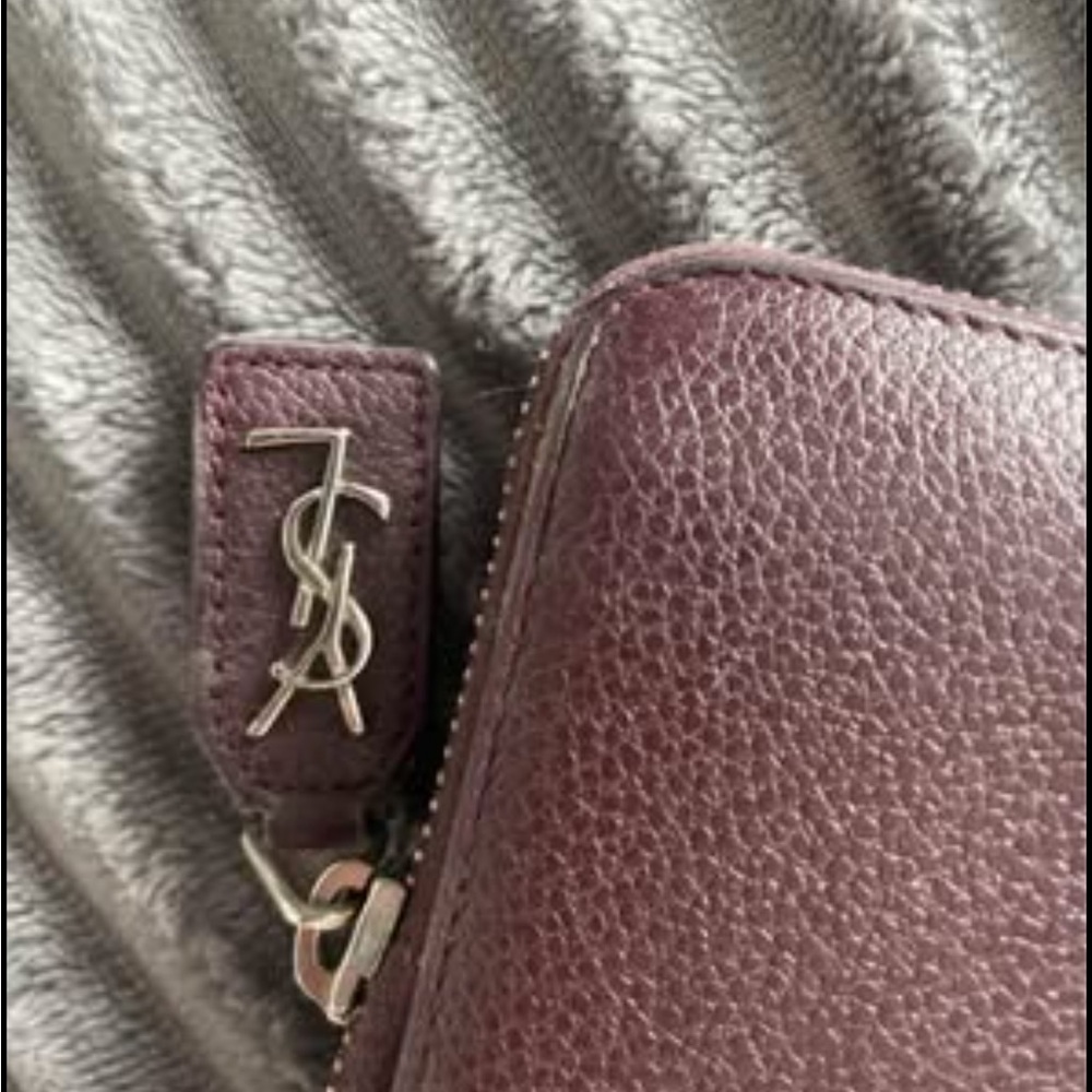 Saint Laurent Paris Burgundy Zip Wallet Leather YSL - Picture 7 of 10